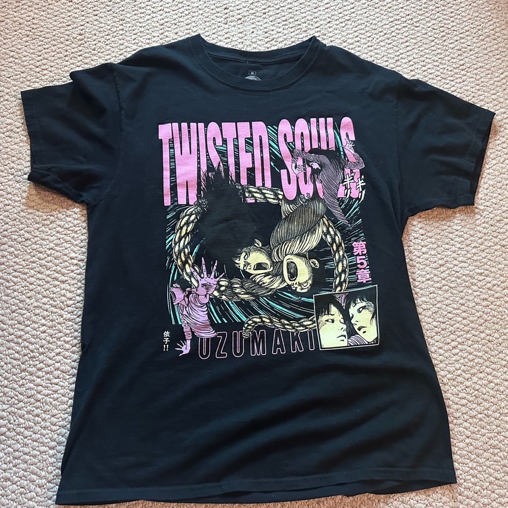 Hot Topic Black and Pink Twisted Sister Short Sleeve Tee
